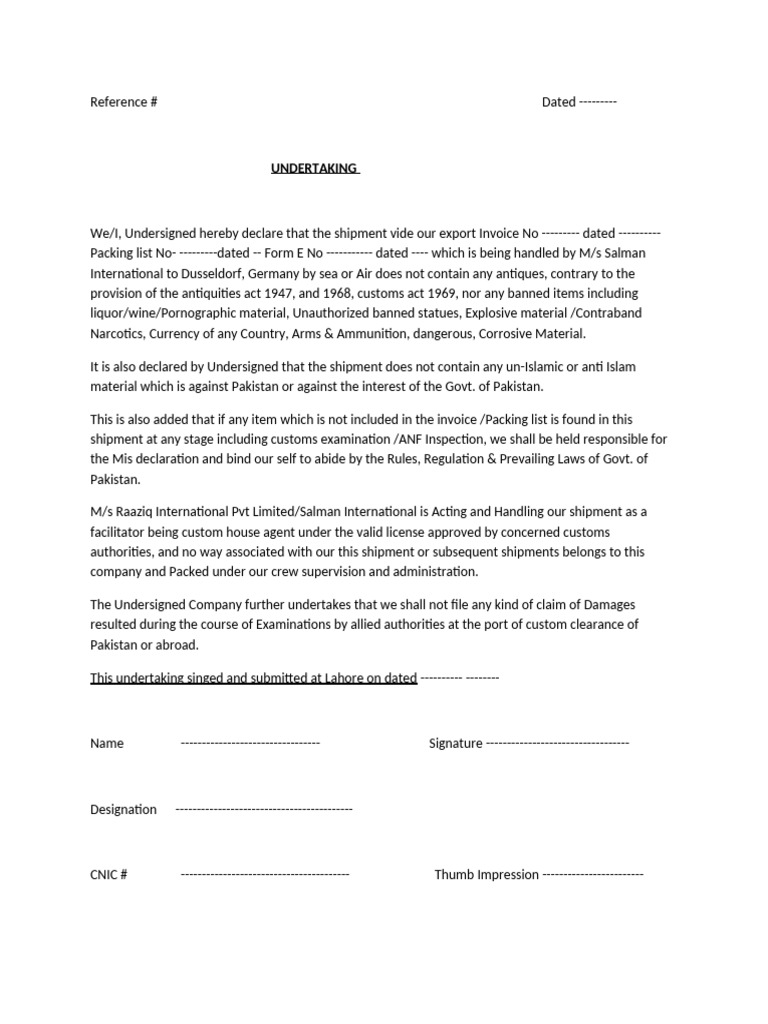 Undertaking | PDF