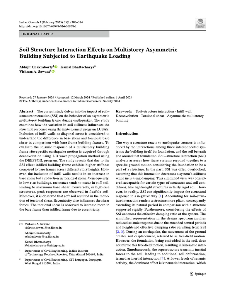 Soil Structure Interaction Effects on Multistorey Asymmetric | PDF