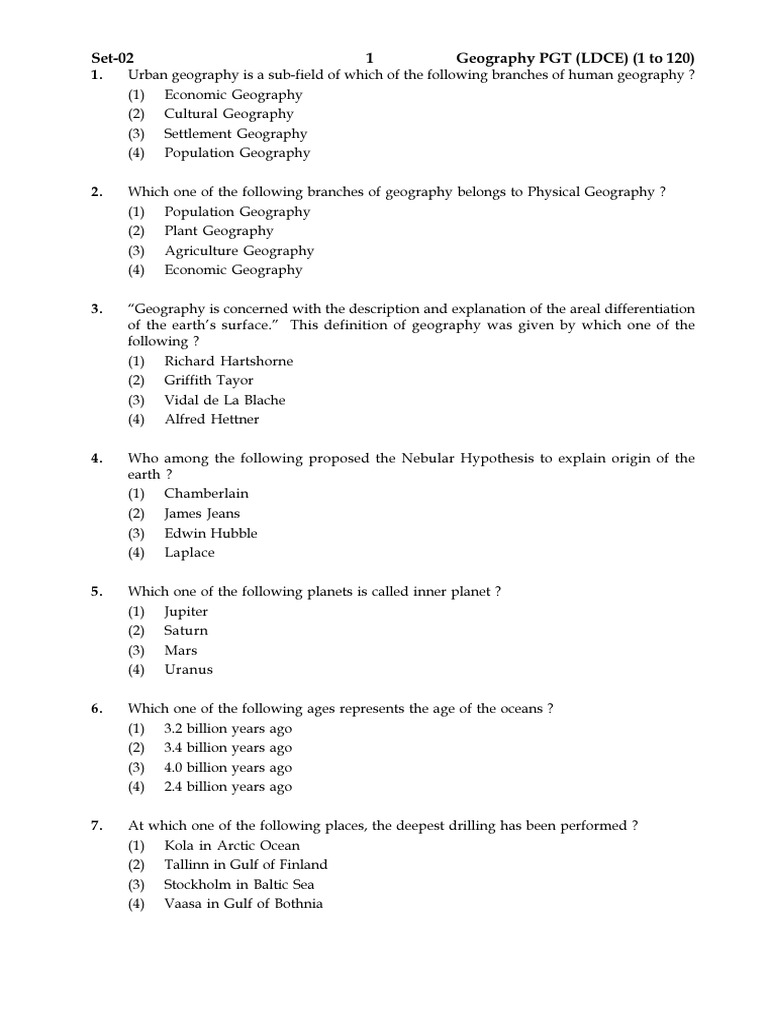 PGT (LDCE) 061 To 180 Geography English | PDF | Atmosphere | Map