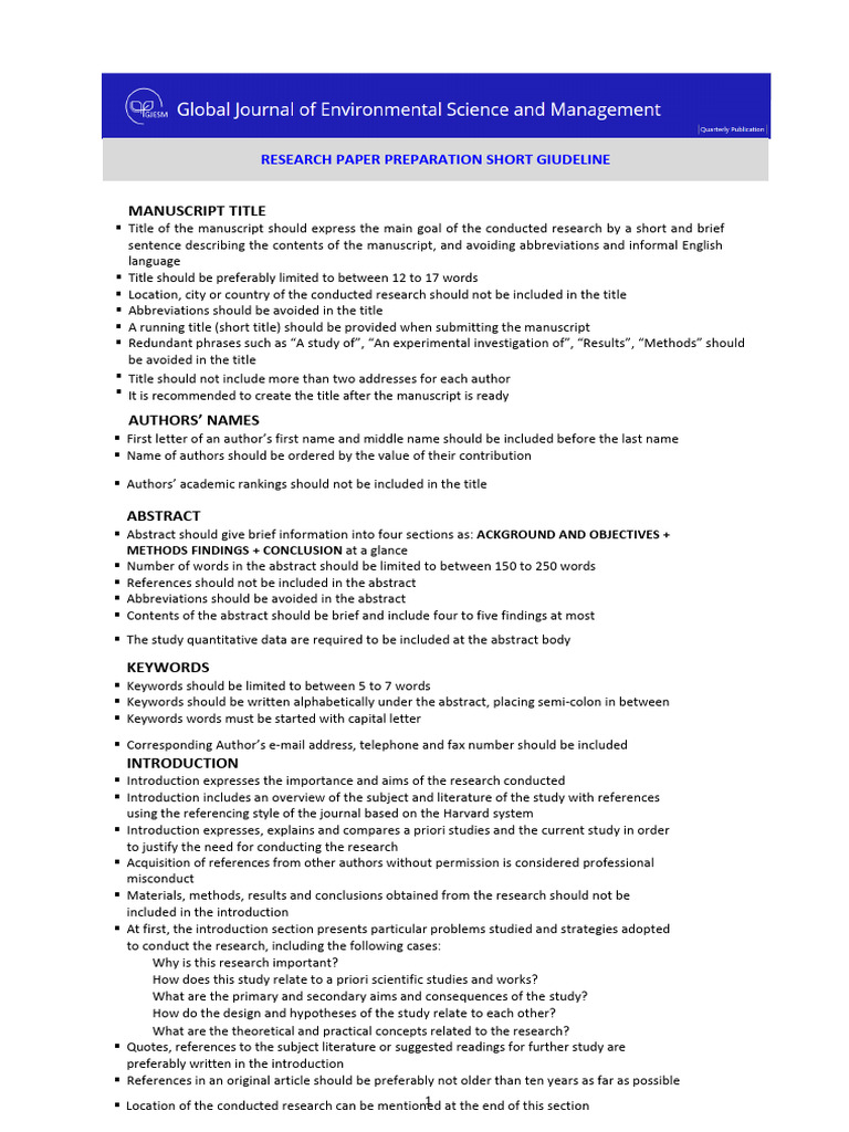 1 - Paper Preparation Short Guideline (Research) | PDF | Abstract ...