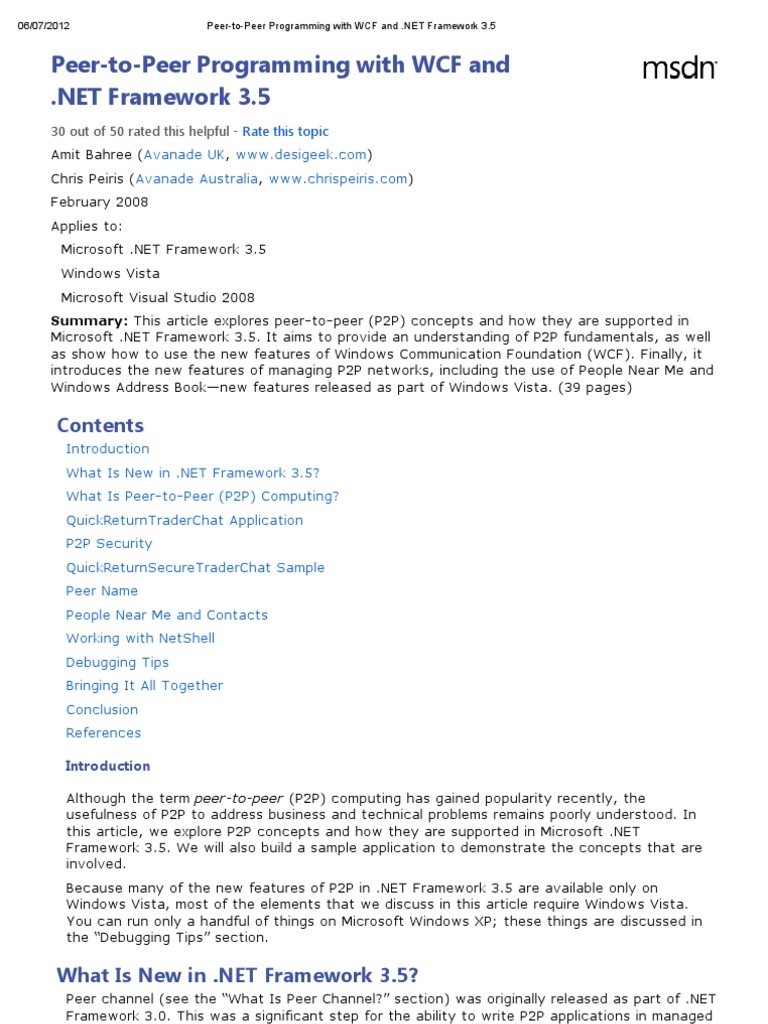 PeerToPeer Programming With WCF and Framework 3 PDF Peer To