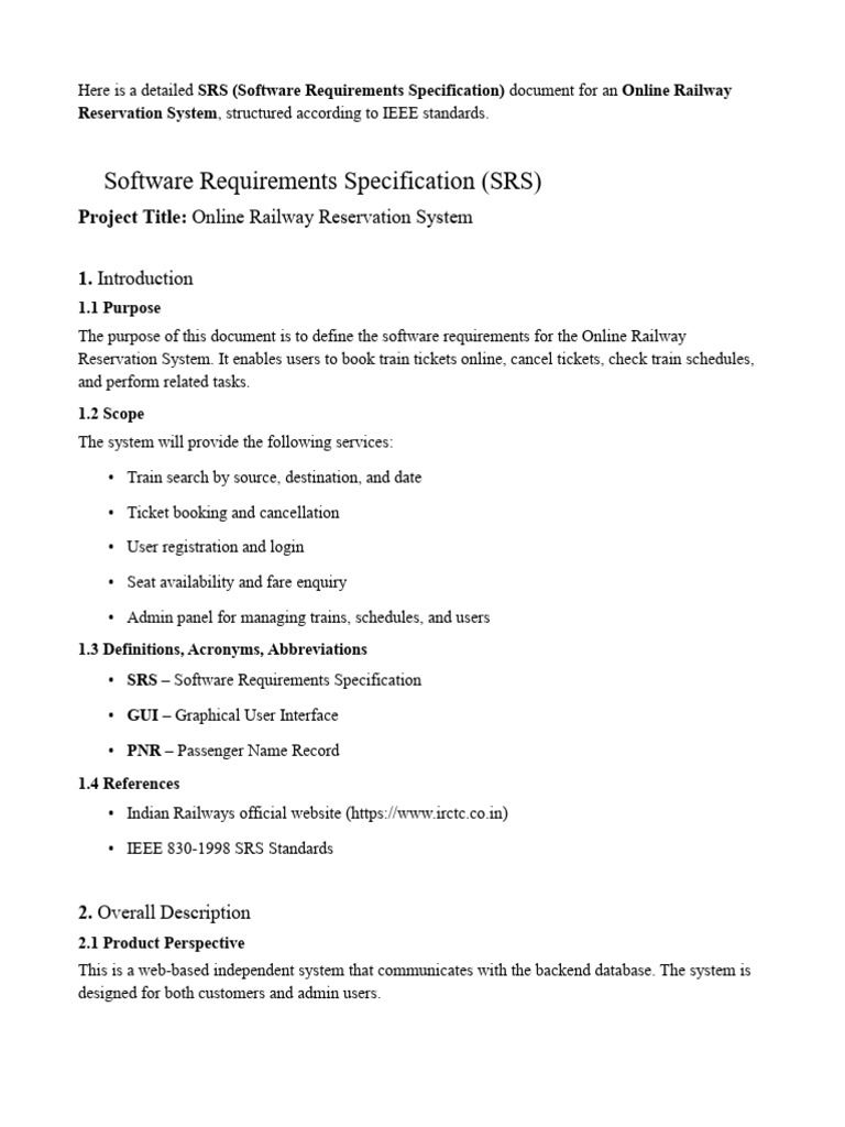 SRS Railway | PDF | Graphical User Interfaces | User (Computing)