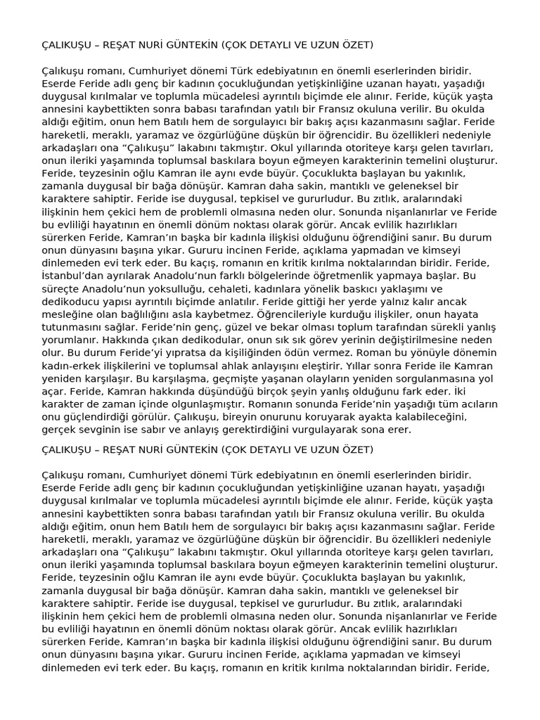 Calikusu Cok Uzun 7 Sayfa | PDF
