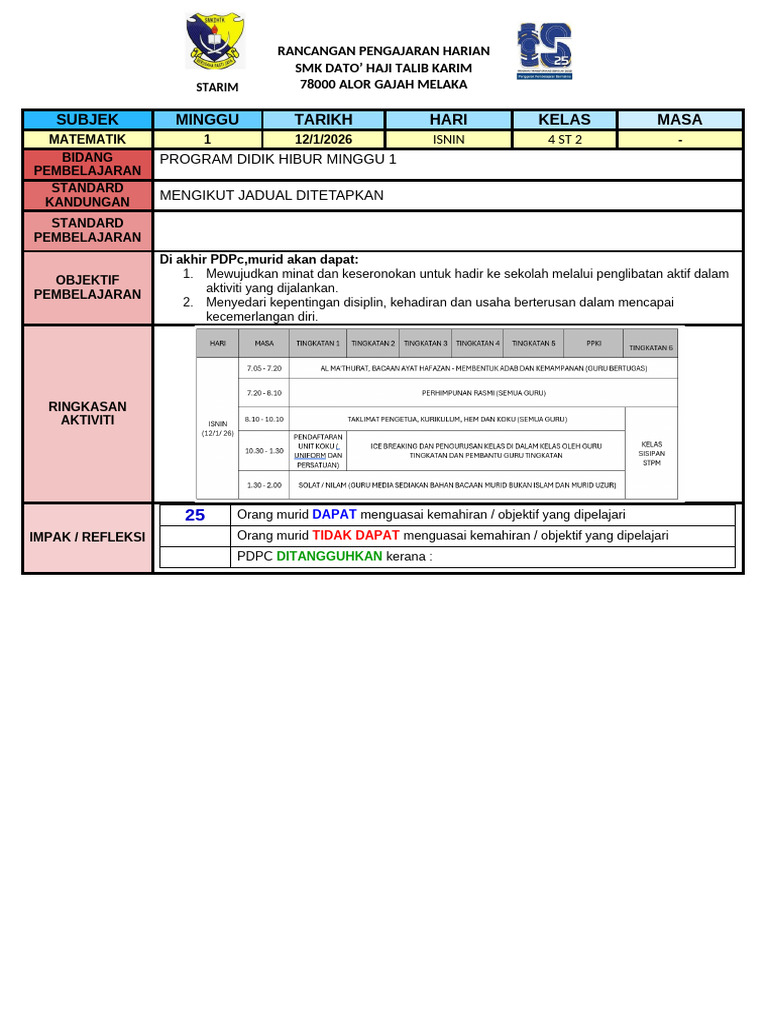 Contoh RPH M1 | PDF