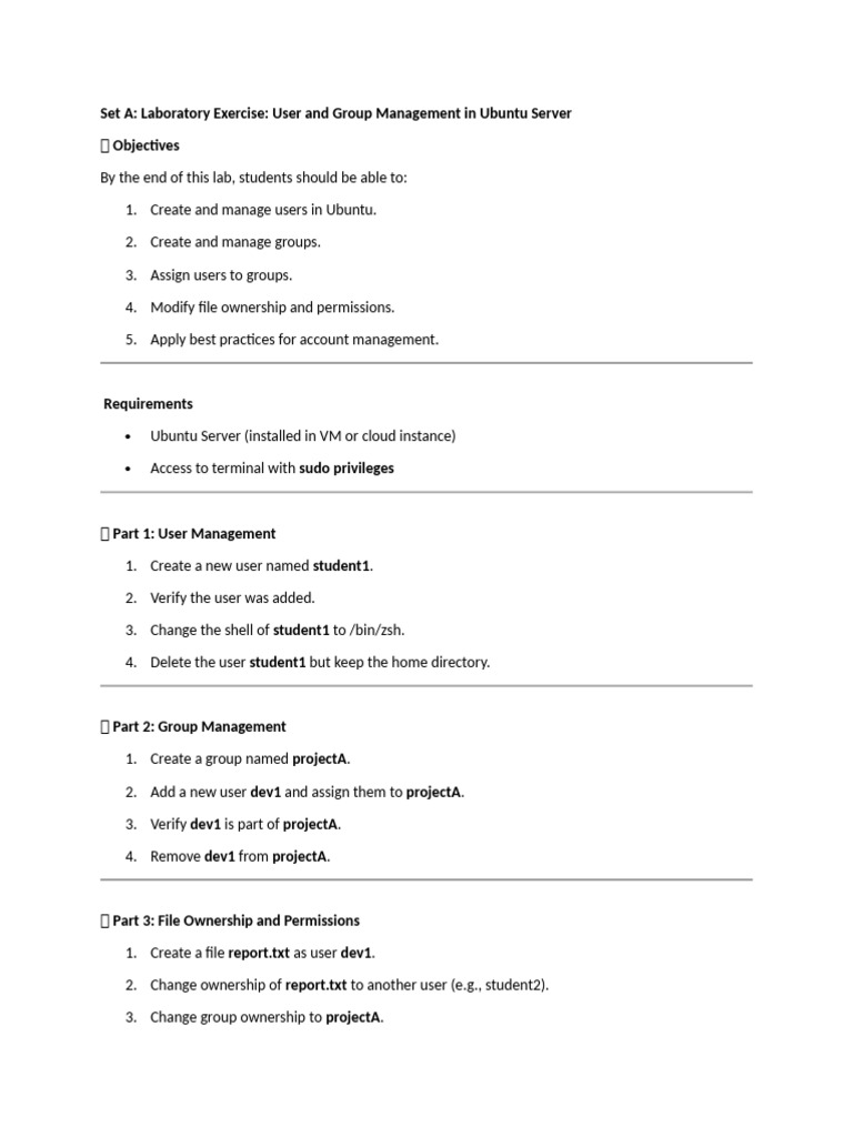 Set A User and Group Management | PDF