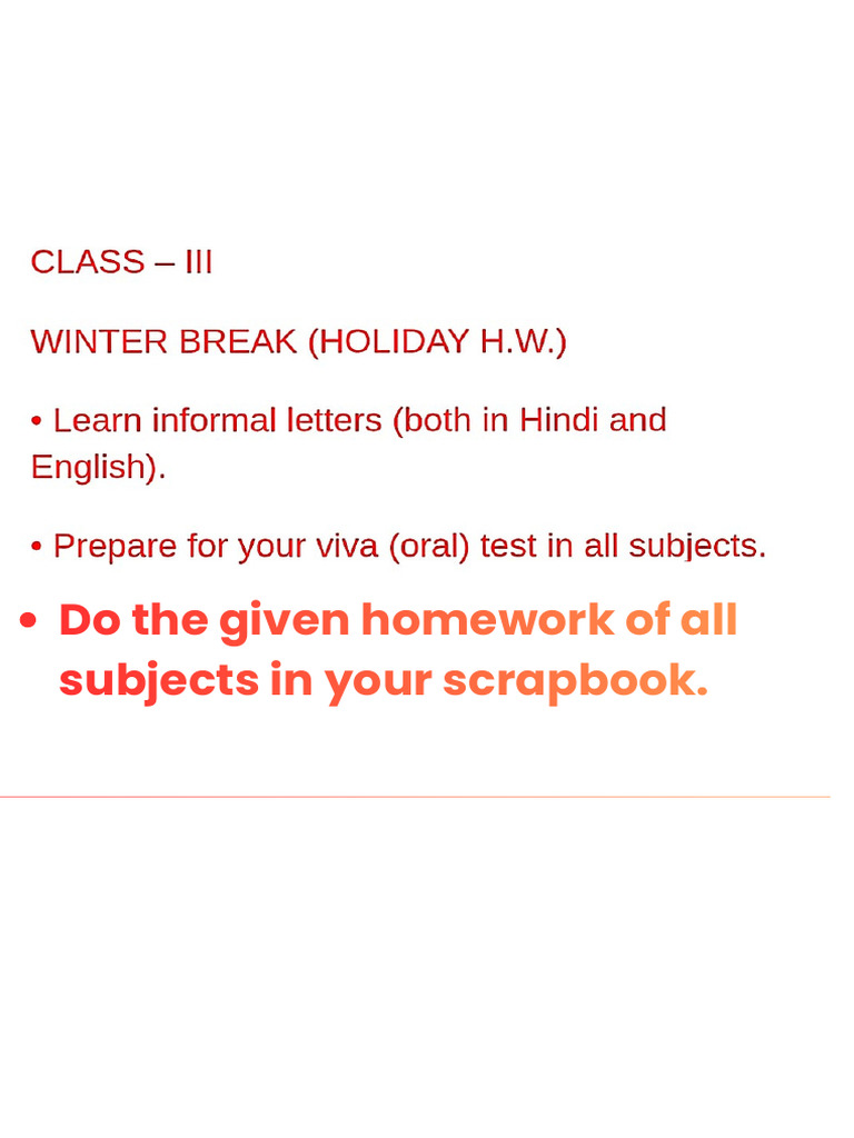 Class 3 Winter Break Homework - 20251225 - 133125 - 0000 | PDF