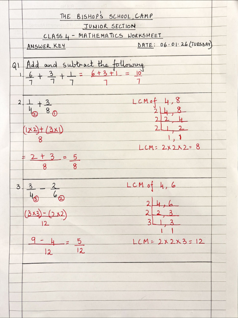21012026093955Fractions- Answer Key JAN | PDF