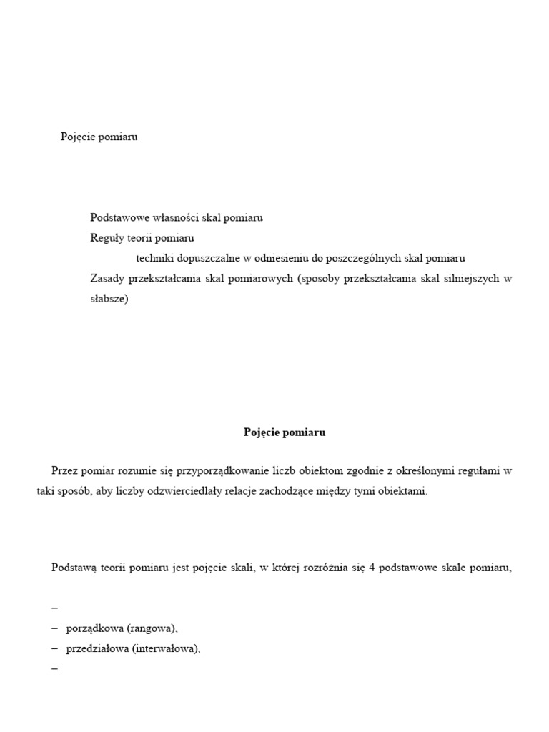 EBiF Temat 2 Skale Pomiarowe | PDF