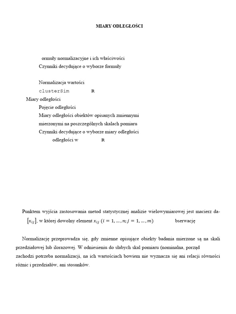 EBiF Temat 3 Normalizacja Miary Odleglosci | PDF