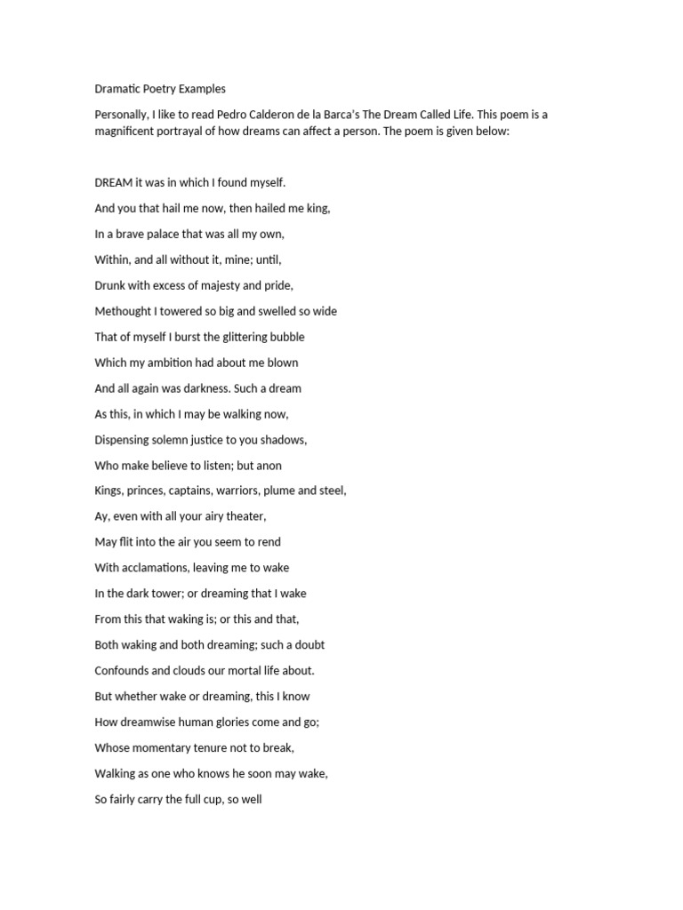Dramatic Poetry Examples | PDF