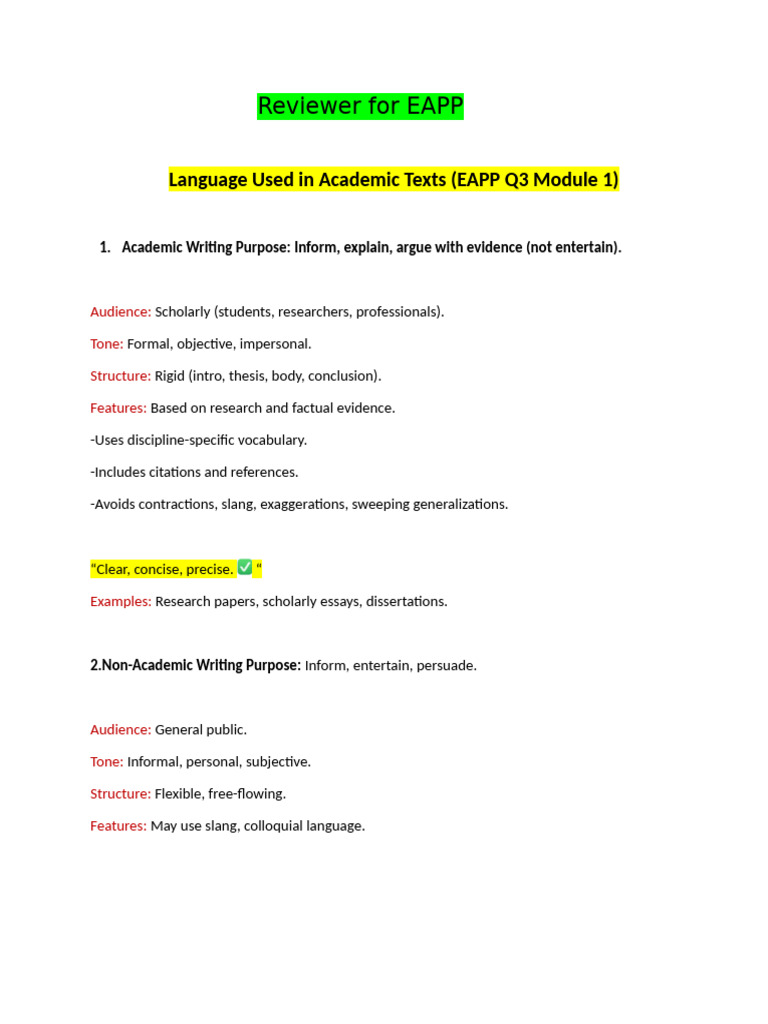 Reviewer For EAPP MIDTERM EXAM | PDF | Science | Essays