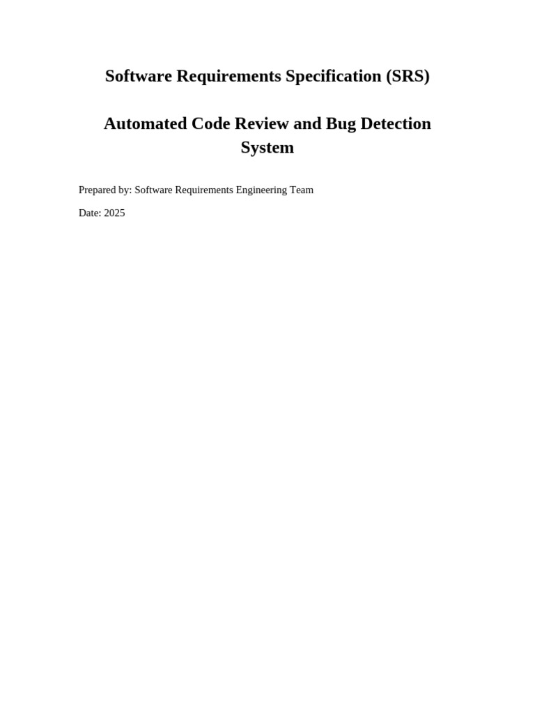Automated Code Review and Bug Detection System SRS | PDF | Software ...