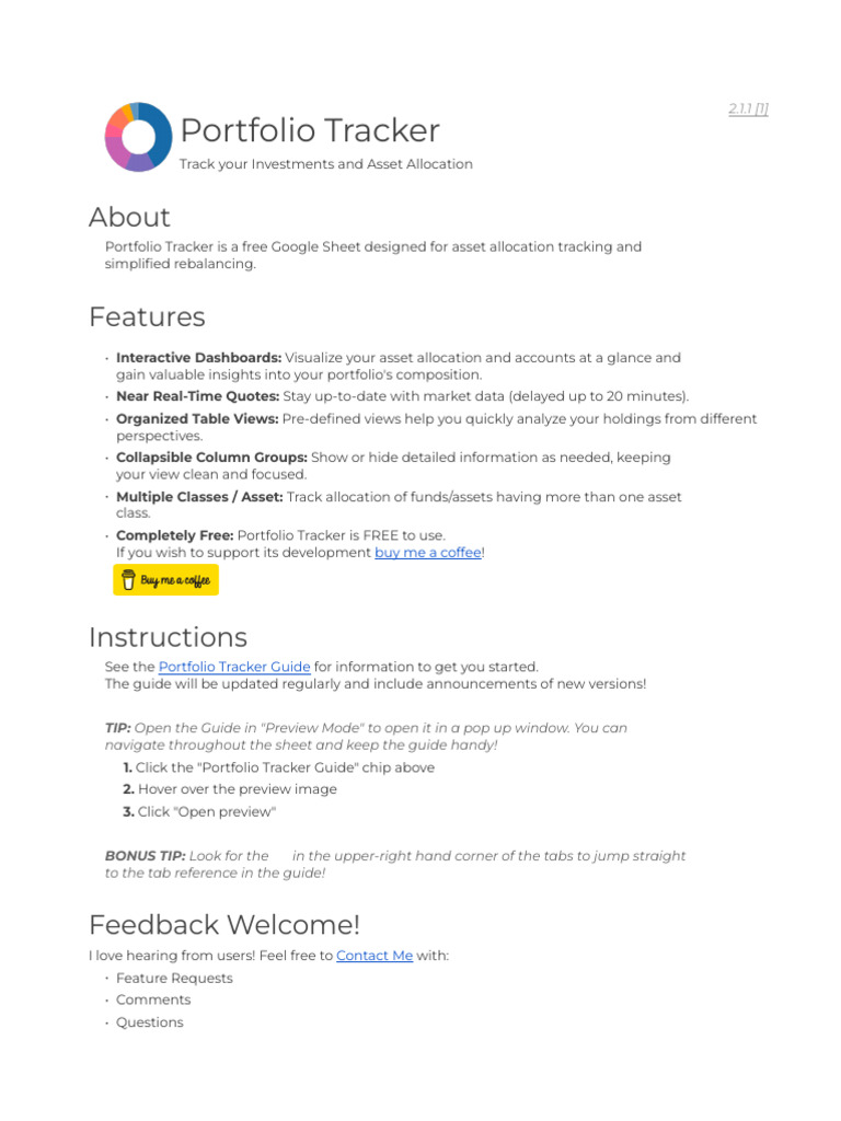 Portfolio Tracker v2.1.1 (SAMPLE DATA) | PDF | The Vanguard Group ...