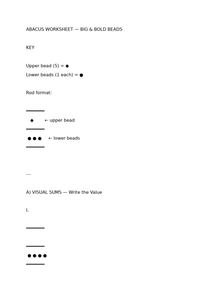Abacus Worksheet | PDF