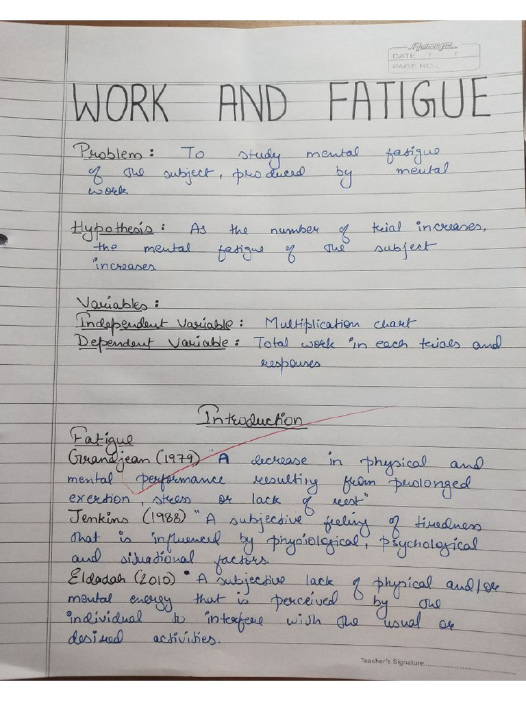 Work and Fatigue | PDF