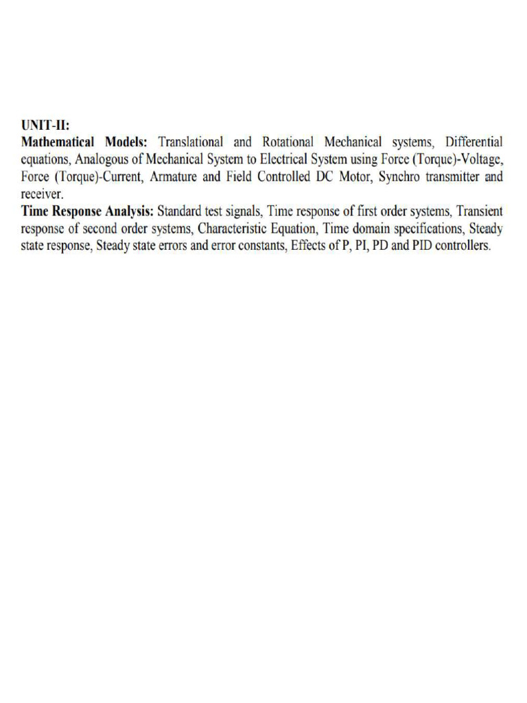 Control Systems Unit II (1) r23 Notes | PDF | Damping | Mechanics