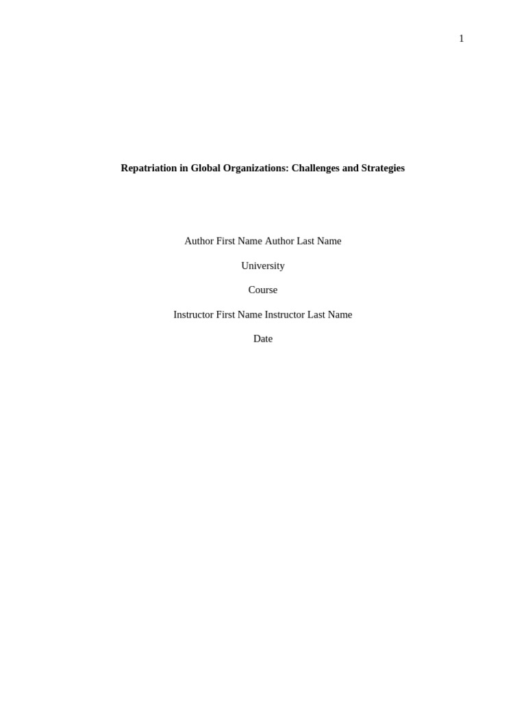 Repatriation in Global Organizations | PDF | Mentorship | Leadership