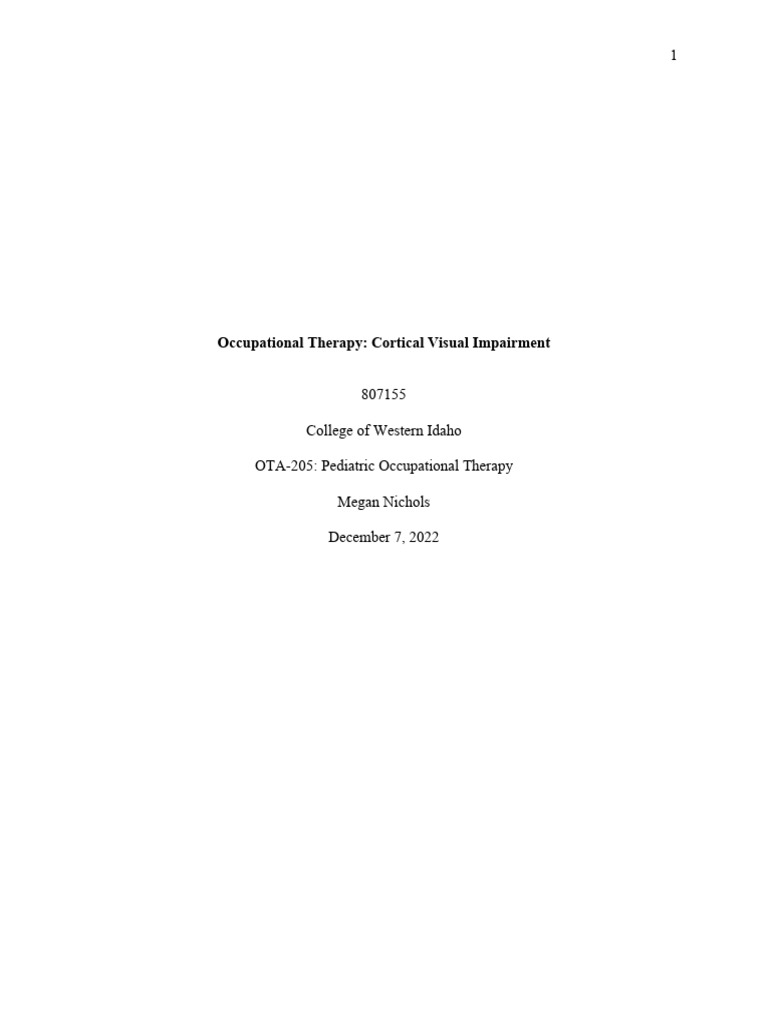 Occupational Therapy - Cortical Visual Impairment Condition Project ...