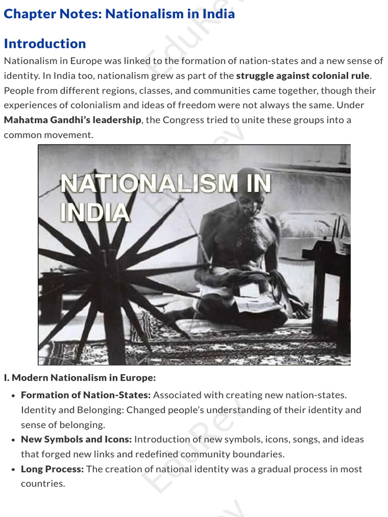 EduRev - Chapter Notes - Nationalism in India | PDF | Mahatma Gandhi ...