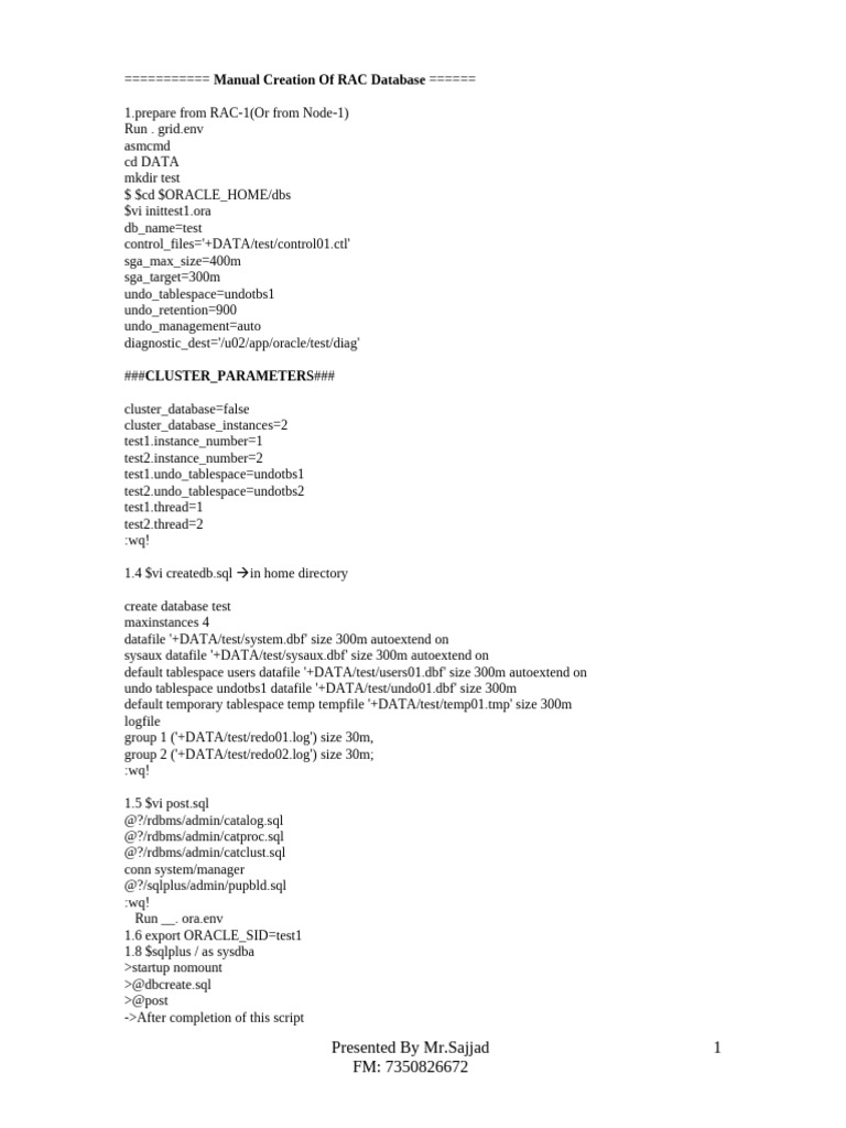 2-3 Manual Creation of RAC Database | PDF | Data Management Software ...