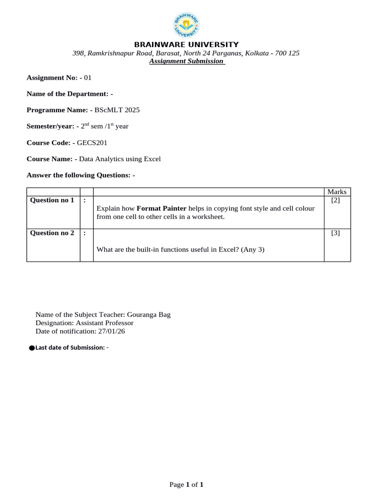 Assignment 1 Question Format-Student | PDF