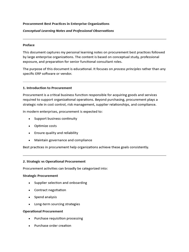 Procurement Best Practices in Enterprise Organizations | PDF ...