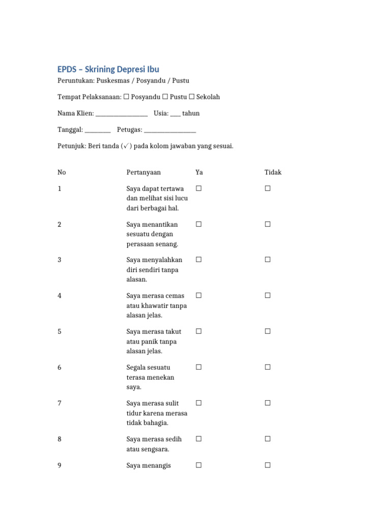 EPDS Puskesmas | PDF