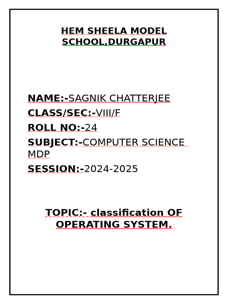 Hem Sheela Model School Computer MDP | PDF | Operating System | Process ...
