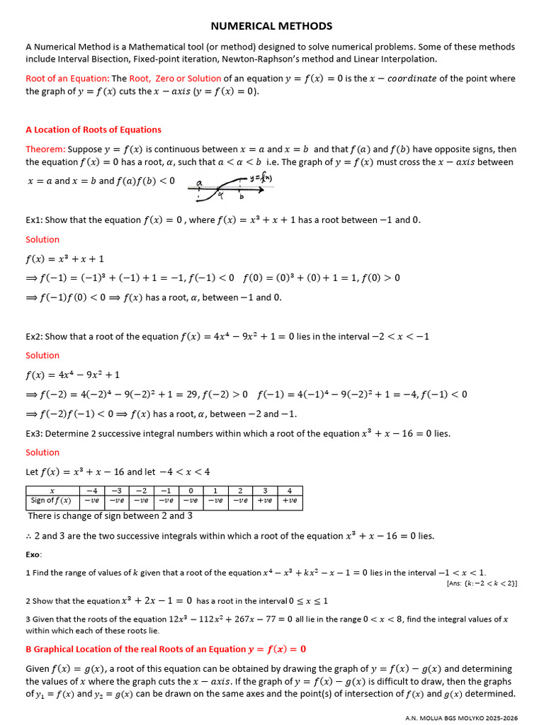 Numerical Methods 2025-2026 | PDF | Numerical Analysis | Zero Of A Function