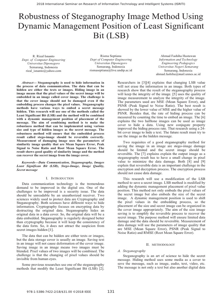 Robustness of Steganography Image Method Using Dynamic Management ...