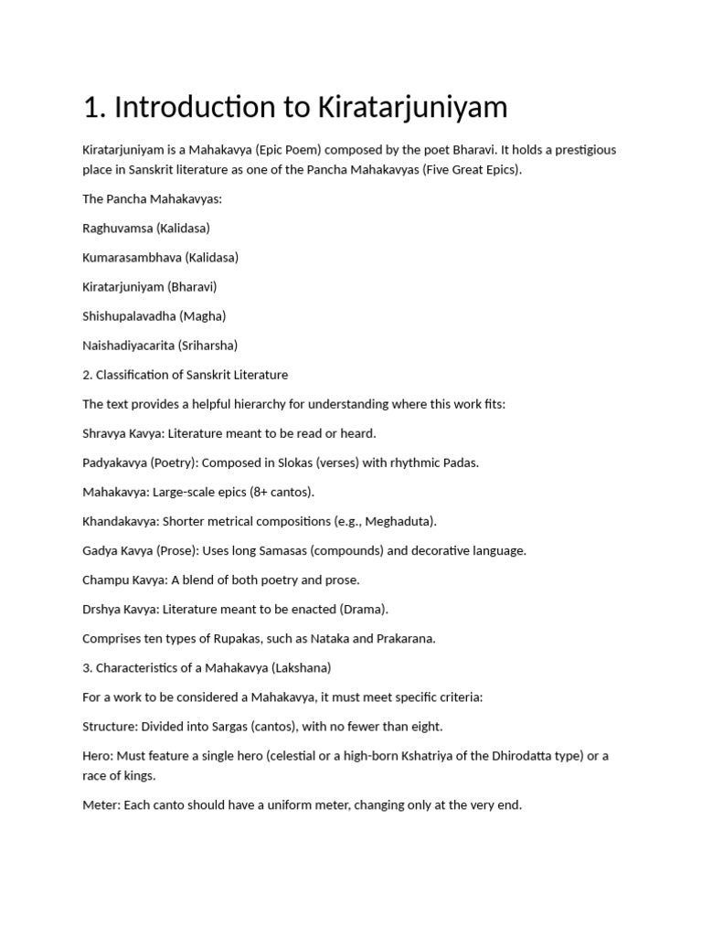 Kiratarjuniyam | PDF | Mahabharata
