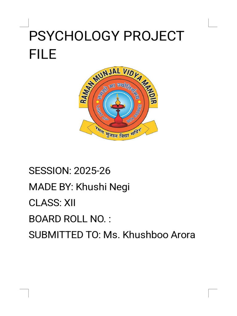Psychology Project File | PDF