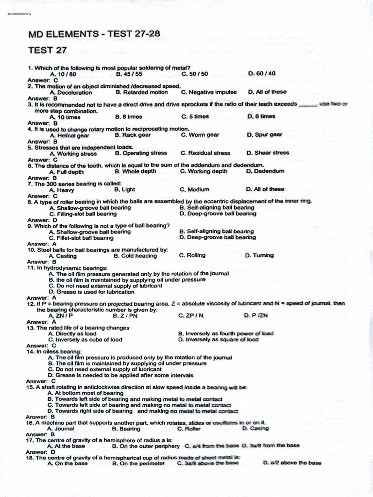MD Elements Test 27 28 | PDF
