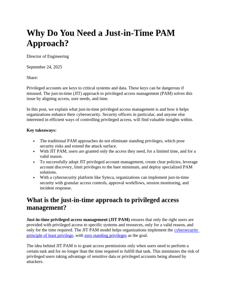 The Just-In-Time PAM Approach - Main Benefits & How To Implement ...