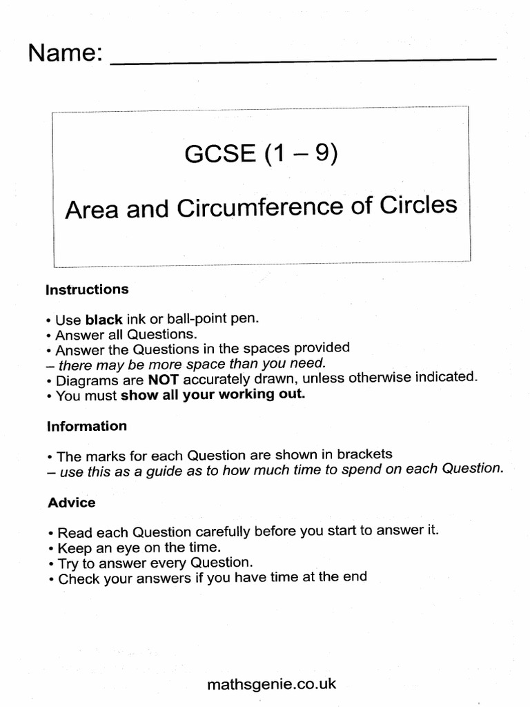 3 Circles Area and Circumferenceans | PDF