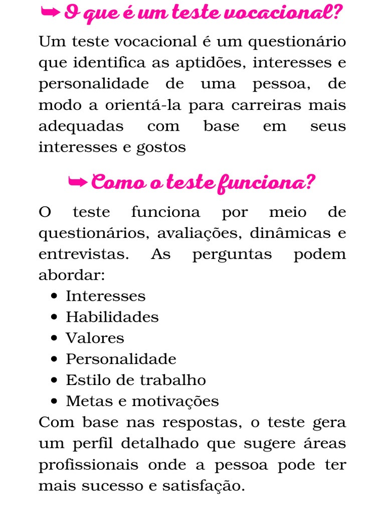 O Que É Um Teste Vocacional | PDF