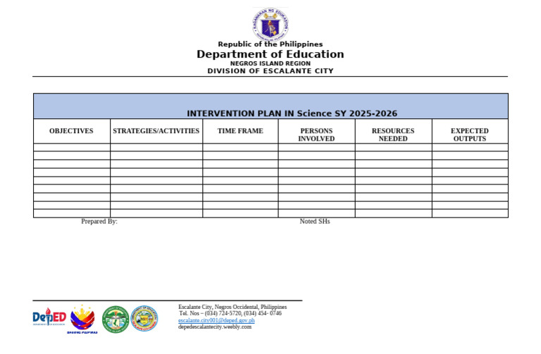 Intervention PlanTemplate Science | PDF