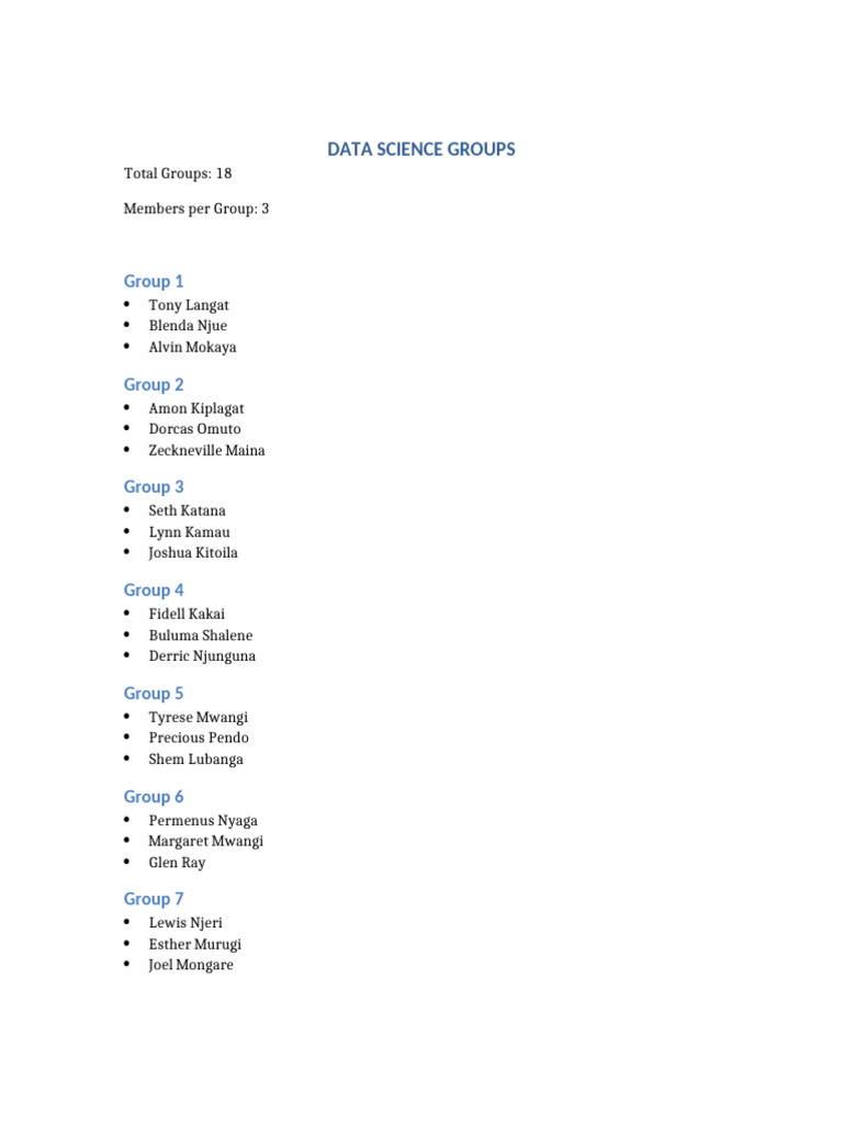Data Science Groups | PDF