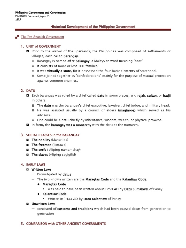 Historical Evolution of Philippine Governance | PDF | Constitutional ...