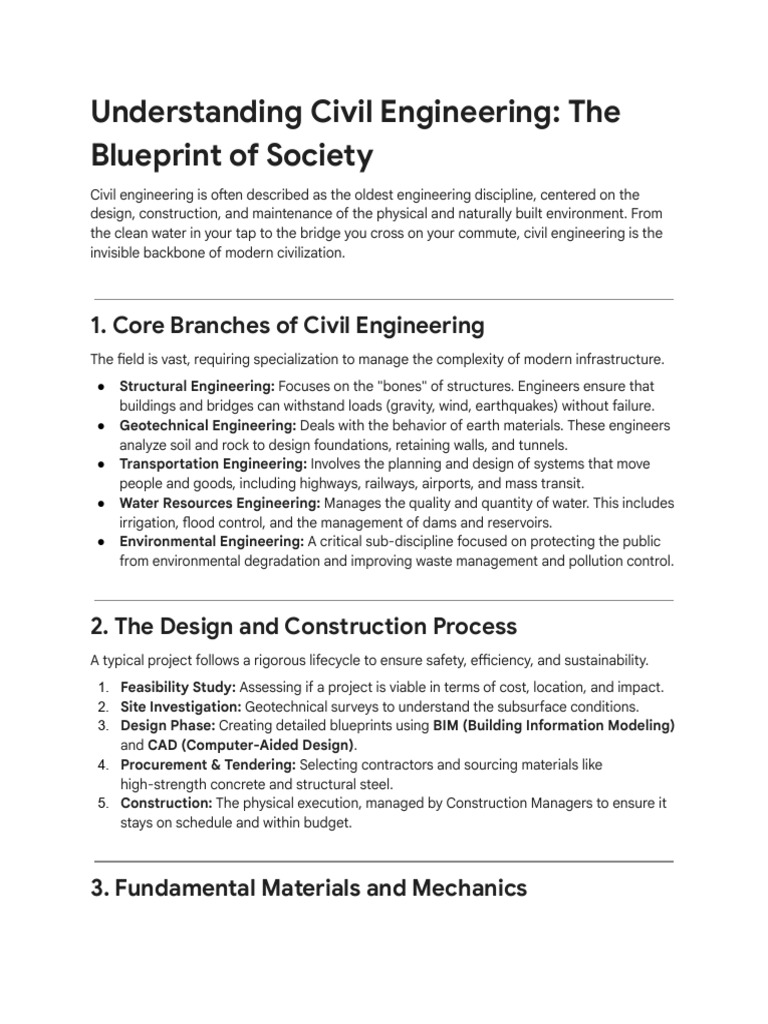 Civil Engineering - Society's Blueprint | PDF | Civil Engineering ...