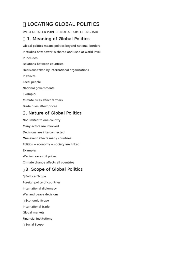Global Politics Unit - 1 | PDF | Cold War | United Nations