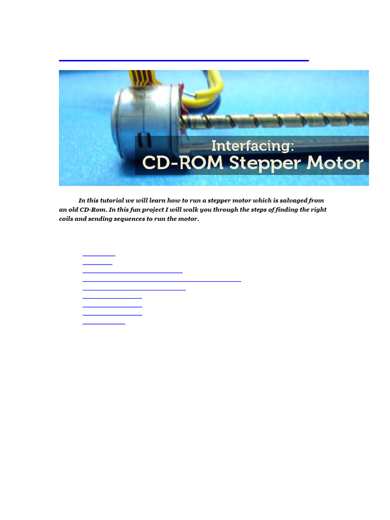Interfacing A CD-Rom Stepper Motor | PDF | Electric Motor | Electrical ...