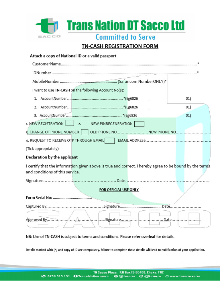 TN Cash Registration Form | PDF | Personal Identification Number | Justice