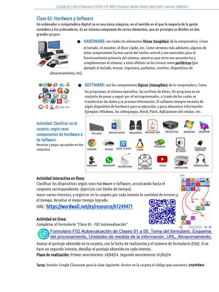 Clase 05 Hardware y Software Clasificacion | PDF | Hardware de la ...