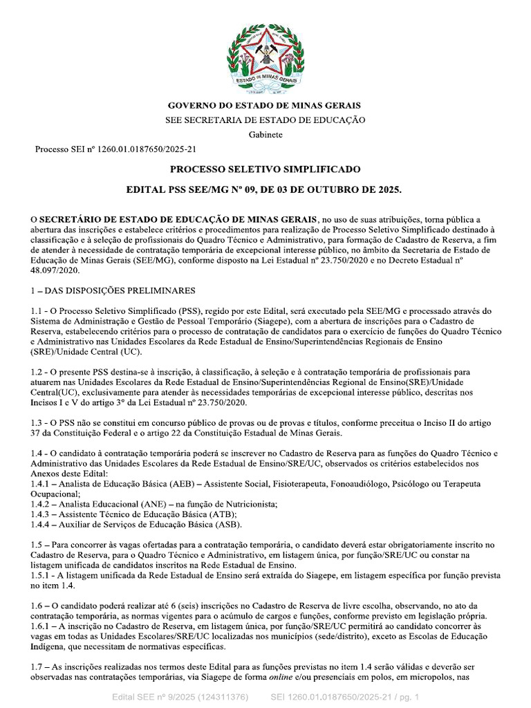 Edital See 2026 Designação | PDF