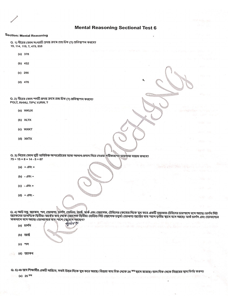 Reasoning Practice Set-6 | PDF
