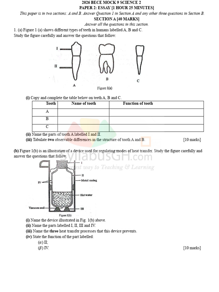 2026 Bece Mock 9 Science 2 | PDF | Chemical Elements | Ion