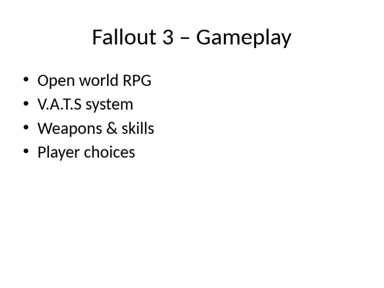 Fallout 3 Presentation 3 | PDF