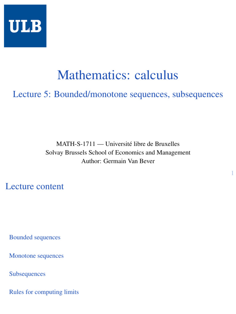 Lecture 5 Annotated 2025 | PDF | Sequence | Monotonic Function