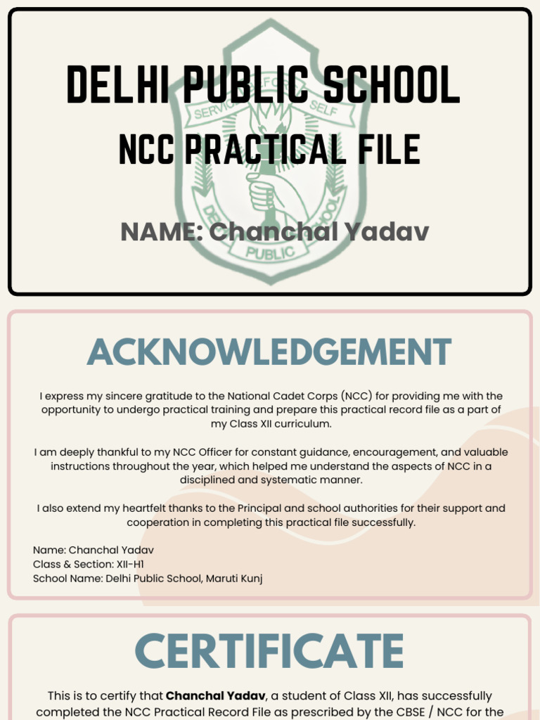 Delhi Public School: NCC Practical File | PDF